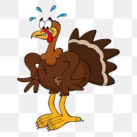 Cartoon turkey png illustration, transparent background. Free public domain CC0 image.