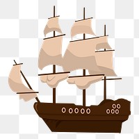 Sailing ship png illustration, transparent background. Free public domain CC0 image.