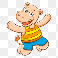 Cartoon hippo png illustration, transparent background. Free public domain CC0 image.