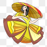 Woman in fancy dress png sticker, transparent background. Free public domain CC0 image.