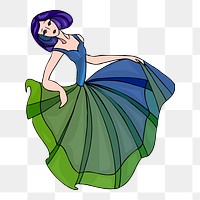 Woman in fancy dress png sticker, transparent background. Free public domain CC0 image.