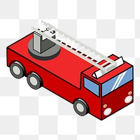 Fire truck png illustration, transparent background. Free public domain CC0 image.