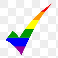 LGBTQ rainbow check mark png sticker, transparent background. Free public domain CC0 image.