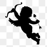 Silhouette cupid png sticker, transparent background. Free public domain CC0 image.