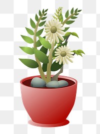 Flower in pot png sticker, transparent background. Free public domain CC0 image.