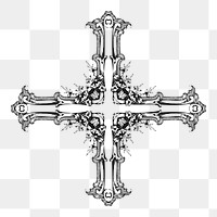 PNG Ornamental cross clipart, transparent background. Free public domain CC0 image.