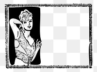 PNG Vintage woman frame clipart, transparent background. Free public domain CC0 image.