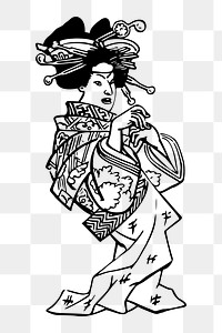 PNG Geisha clipart, transparent background. Free public domain CC0 image.