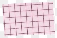 Pink grid patterned png paper sticker, transparent background