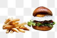 Burger and fries  png sticker, transparent background