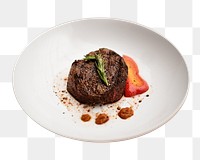 Fine dining steak png sticker, transparent background