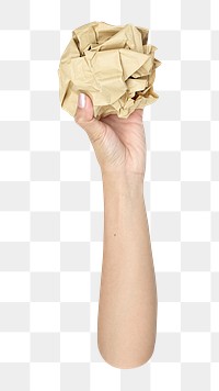 Recyclable png paper, volunteer holding up trash in transparent background