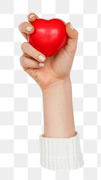 Hand holding png heart shaped toy