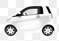 3D microcar png sticker, white vehicle design, transparent background