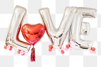 PNG love balloon word, romantic proposal decoration in transparent background