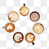 Coffee latte art png sticker, transparent background