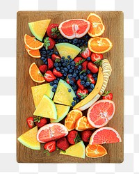 Fruit board png, fresh food for picnic in transparent background