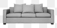 Classic gray sofa png sticker, transparent background