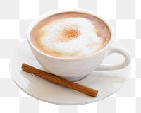 Png cappuccino cup sticker, transparent background