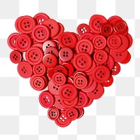 Red button heart png, transparent background