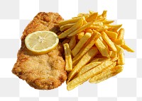 Fish and chips  png sticker, transparent background