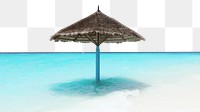 Sunny beach png parasol border, nature photo, transparent background