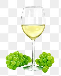 White wine glass png sticker, transparent background