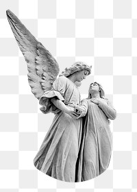 Angels sculpture png, transparent background