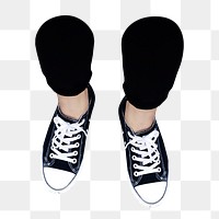 Black sneakers png sticker, transparent background