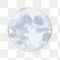 Holographic moon png sticker, aesthetic galaxy on transparent background