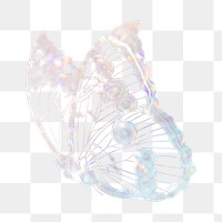 Aesthetic butterfly png sticker, holography design on transparent background. Remixed from the artwork of E.A. Séguy.