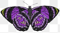 Dark glittery png butterfly sticker, aesthetic illustration, transparent background. Inspired by E.A. Séguy's style.