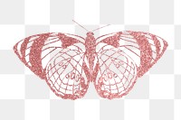 Pink butterfly png sticker, sparkly aesthetic design, transparent background. Remixed from the artwork of E.A. Séguy.