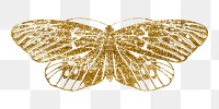 Gold butterfly png sticker, glittery aesthetic design, transparent background. Remixed from the artwork of E.A. Séguy.