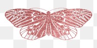 Pink butterfly png sticker, sparkly aesthetic design, transparent background. Remixed from the artwork of E.A. Séguy.