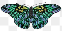 Green glittery butterfly png sticker, aesthetic graphic on transparent background. Remixed by rawpixel.
