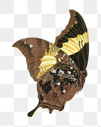 Brown vintage butterfly png sticker, insect on transparent background.  Remixed by rawpixel