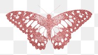 Pink butterfly png sticker, sparkly aesthetic design, transparent background. Remixed from the artwork of E.A. Séguy.