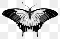 Black butterfly png sticker, vintage insect on transparent background. Remixed from the artwork of E.A. Séguy.