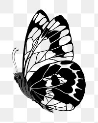 Black butterfly png sticker, vintage insect on transparent background. Remixed from the artwork of E.A. Séguy.