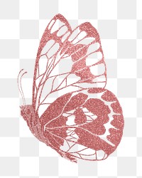 Pink butterfly png sticker, sparkly aesthetic design, transparent background. Remixed from the artwork of E.A. Séguy.