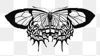 Black butterfly png sticker, vintage insect on transparent background. Remixed from the artwork of E.A. Séguy.