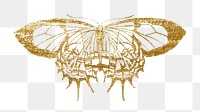 Gold butterfly png sticker, glittery aesthetic design, transparent background. Remixed from the artwork of E.A. Séguy.