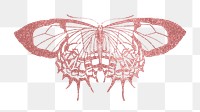 Pink butterfly png sticker, sparkly aesthetic design, transparent background. Remixed from the artwork of E.A. Séguy.