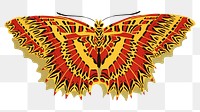 Red exotic butterfly png sticker, insect on transparent background. E.A. Séguy's artwork remixed by rawpixel