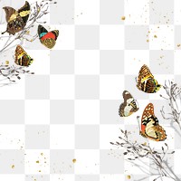 Autumn butterfly png border frame, transparent background. Remixed from the artwork of E.A. Séguy.