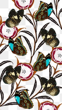 E.A. Séguy's butterfly png pattern, transparent background, remixed by rawpixel