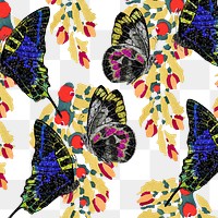 E.A. Séguy's butterfly png pattern, transparent background, remixed by rawpixel