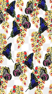 E.A. Séguy's butterfly png pattern, transparent background, remixed by rawpixel