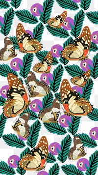 Exotic butterfly png vintage pattern, transparent background, remixed from the artwork of E.A. Séguy